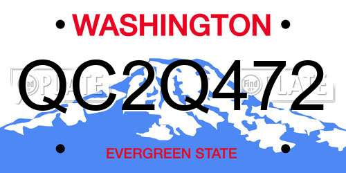 QC2Q472 Washington License Plate