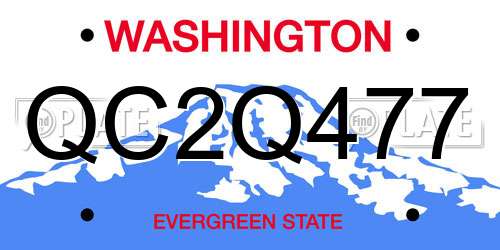 QC2Q477 Washington License Plate