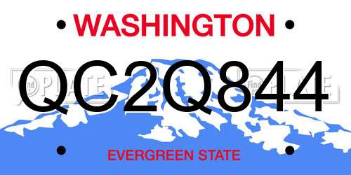 QC2Q844 Washington License Plate