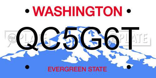 QC5G6T Washington License Plate
