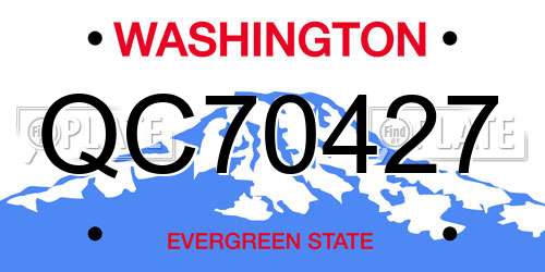 QC70427 Washington License Plate