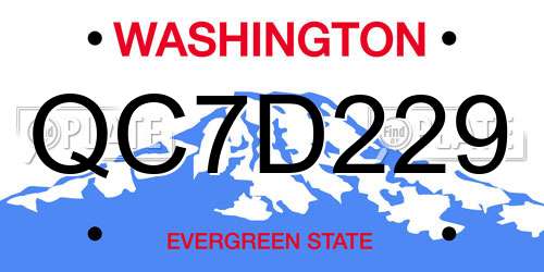 QC7D229 Washington License Plate
