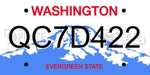 QC7D422 Washington License Plate