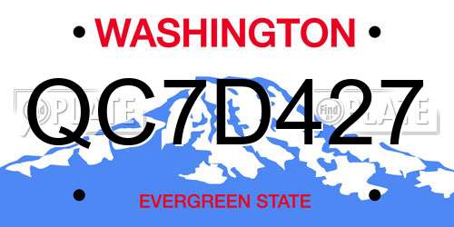 QC7D427 Washington License Plate