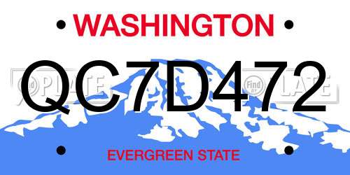 QC7D472 Washington License Plate