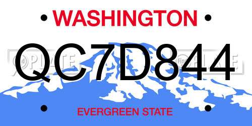 QC7D844 Washington License Plate