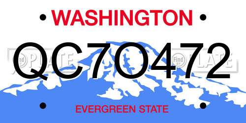 QC7O472 Washington License Plate
