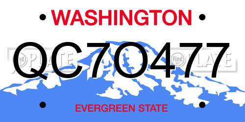 QC7O477 Washington License Plate
