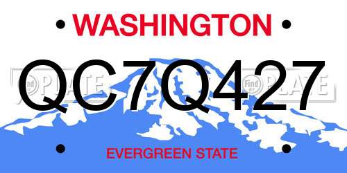QC7Q427 Washington License Plate