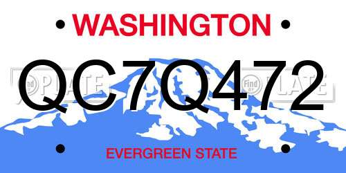 QC7Q472 Washington License Plate