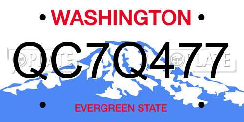 QC7Q477 Washington License Plate