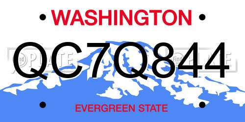 QC7Q844 Washington License Plate