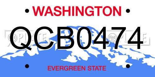 QCB0474 Washington License Plate