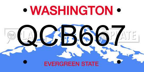 QCB667 Washington License Plate