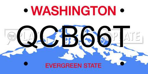 QCB66T Washington License Plate