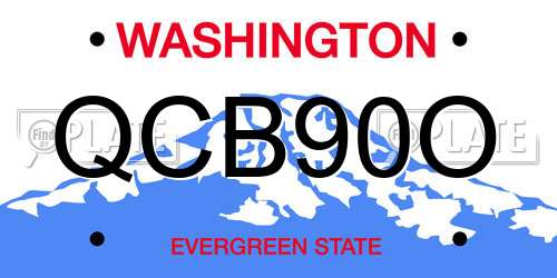 QCB90O Washington License Plate