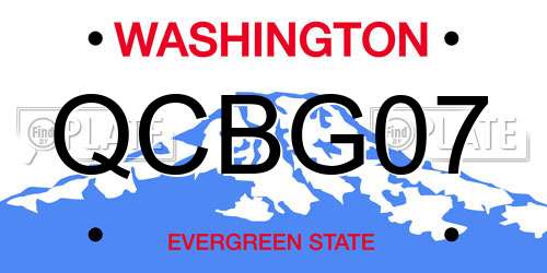 QCBG07 Washington License Plate