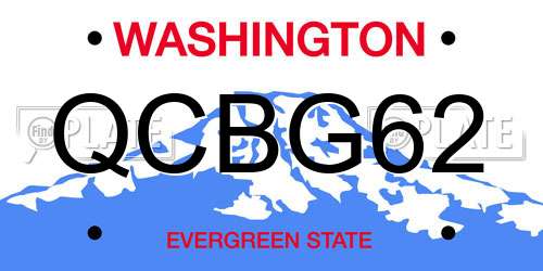 QCBG62 Washington License Plate