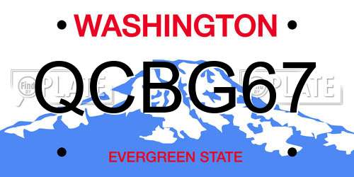 QCBG67 Washington License Plate