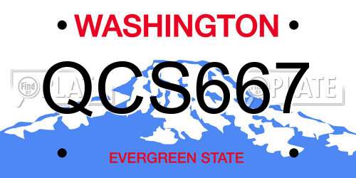 QCS667 Washington License Plate