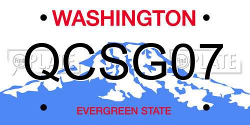 QCSG07 Washington License Plate