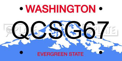 QCSG67 Washington License Plate