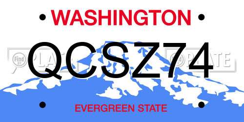 QCSZ74 Washington License Plate