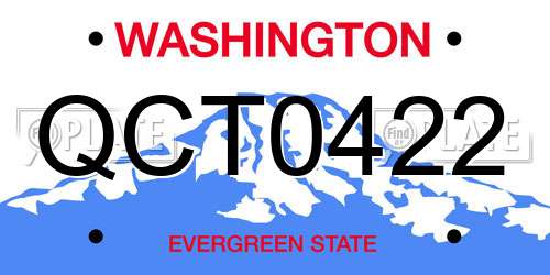QCT0422 Washington License Plate