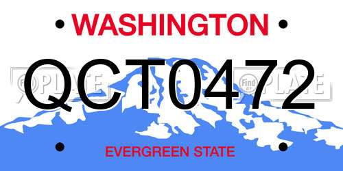 QCT0472 Washington License Plate