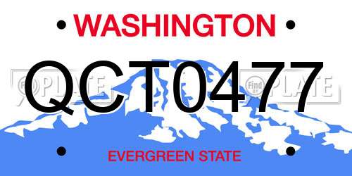 QCT0477 Washington License Plate