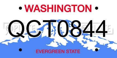 QCT0844 Washington License Plate