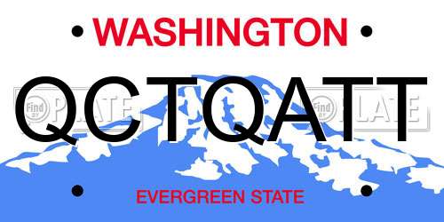 QCTQATT Washington License Plate