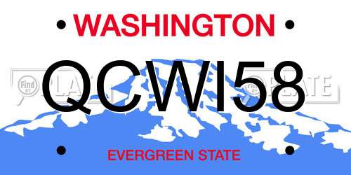 QCWI58 Washington License Plate