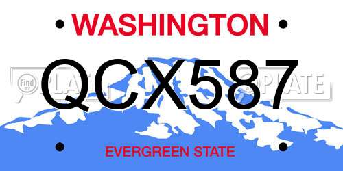 QCX587 Washington License Plate