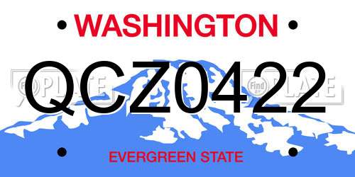 QCZ0422 Washington License Plate