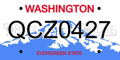 QCZ0427 Washington License Plate