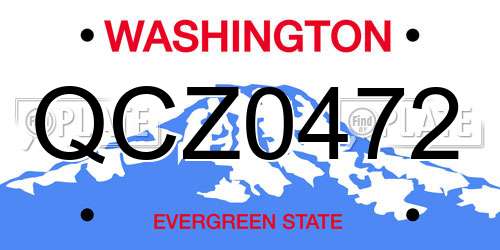 QCZ0472 Washington License Plate