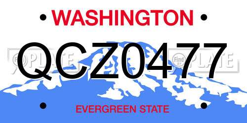 QCZ0477 Washington License Plate