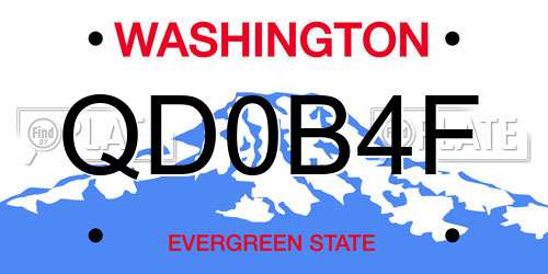 QD0B4F Washington License Plate