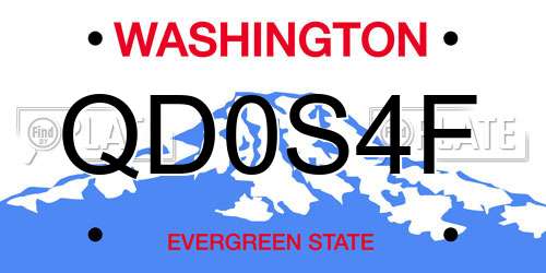QD0S4F Washington License Plate