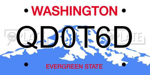 QD0T6D Washington License Plate