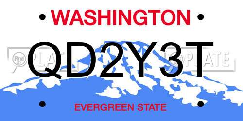 QD2Y3T Washington License Plate