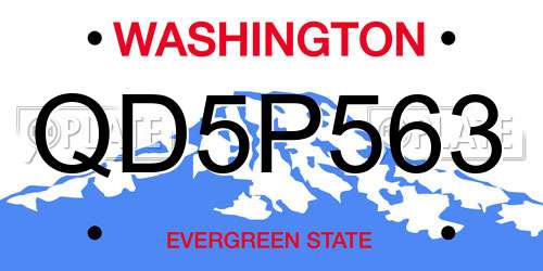 QD5P563 Washington License Plate