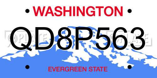 QD8P563 Washington License Plate