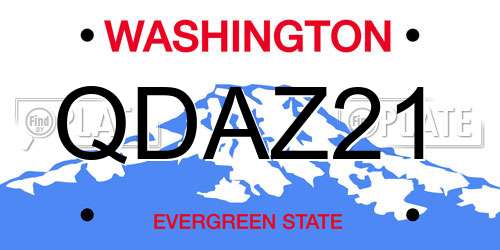 QDAZ21 Washington License Plate