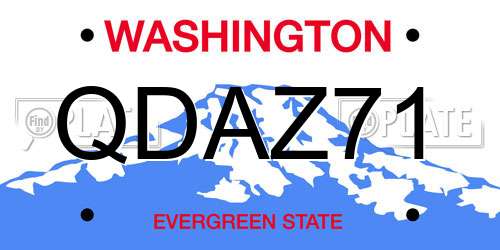 QDAZ71 Washington License Plate