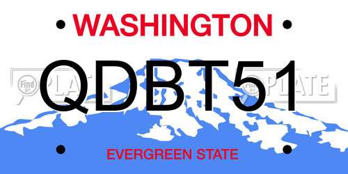 QDBT51 Washington License Plate