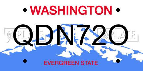 QDN72O Washington License Plate