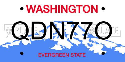 QDN77O Washington License Plate