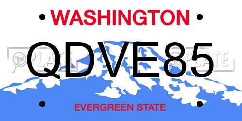 QDVE85 Washington License Plate